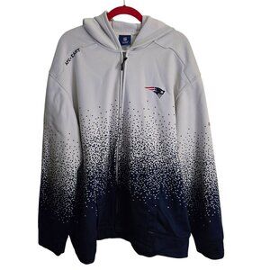 NE Patriot NFL Reebok On Field Snowflake Fade Full Zip Hoodie Size 2XL